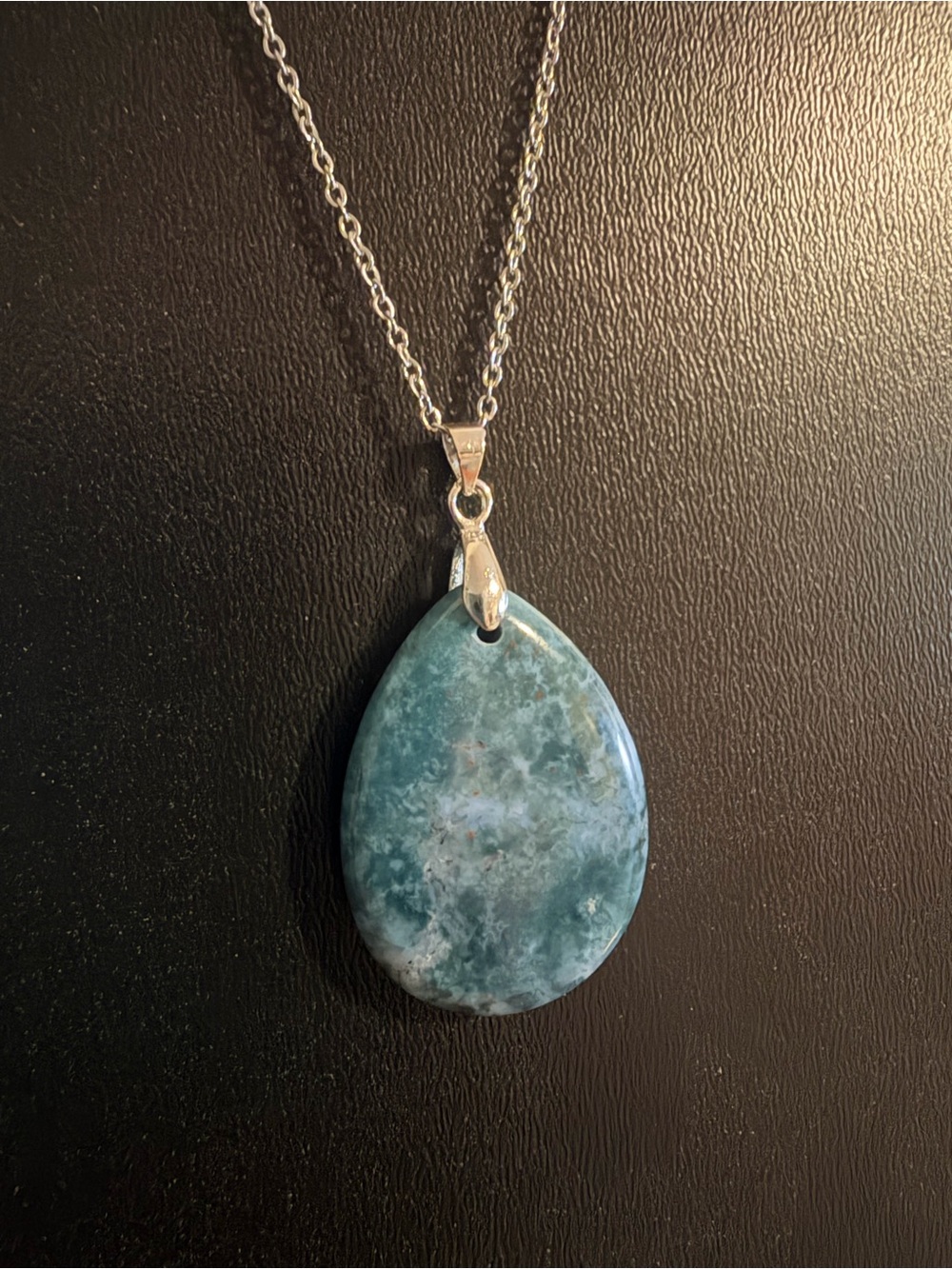 Natural Stone Tear Drop Pendant Necklace NEW 17”-19” - Picture 4 of 14